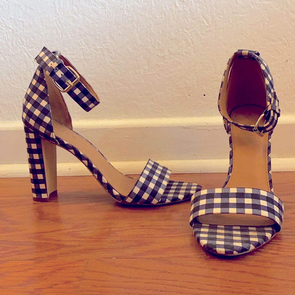 J Crew Blue and Whit Gingham Heal